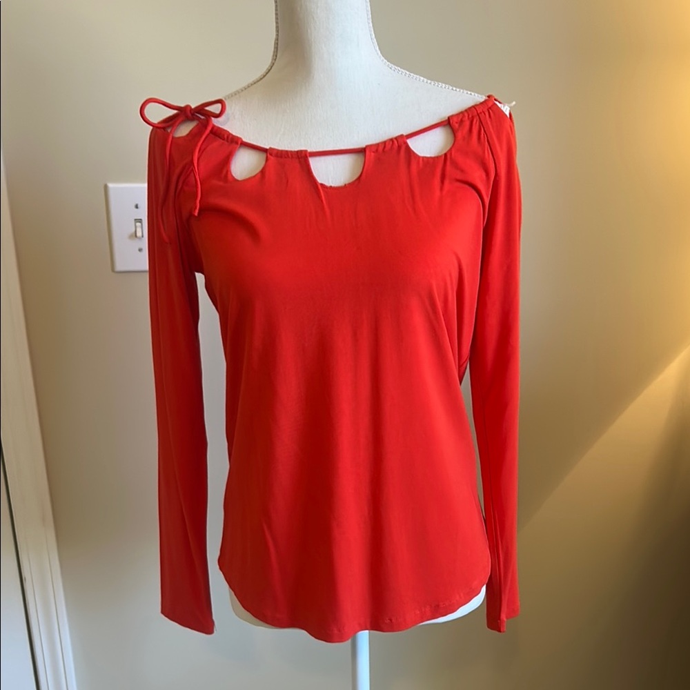 Red Women's Top with Cutout Design